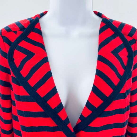 CAbi 224 Au Revoir Yacht Club Red Blue Stripe Nautical Preppy Jacket Blazer S - Picture 5 of 11